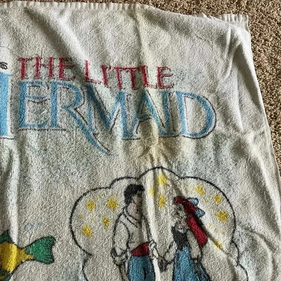 Disney The Little Mermaid Vintage 90’s Beach Towel 52” x 27.5” Ariel Sebastian - Picture 2 of 9